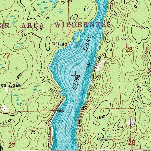 Topographic Map of Slim Lake, MN
