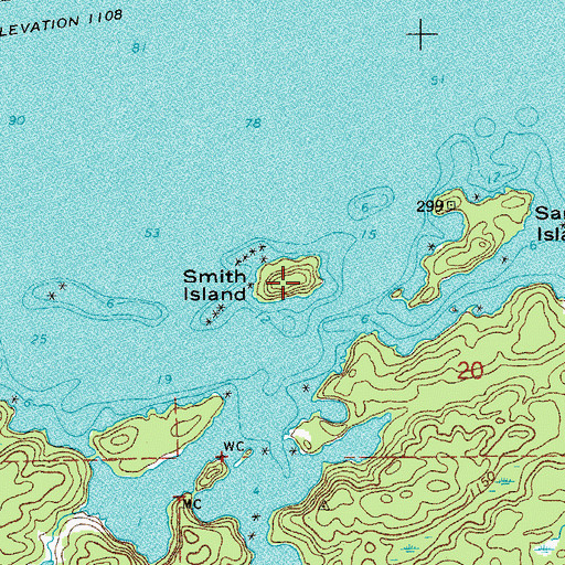 Topographic Map of Smith Island, MN