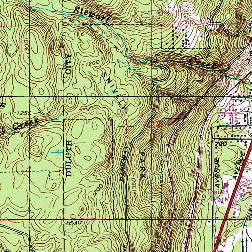 Topographic Map of Snively Park, MN