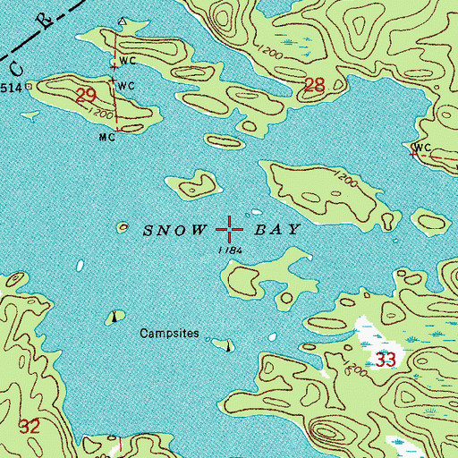 Topographic Map of Snow Bay, MN