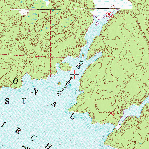 Topographic Map of Snowshoe Bay, MN