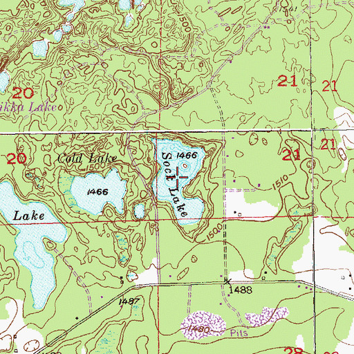Topographic Map of Sock Lake, MN