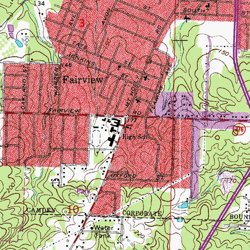 Topographic Map of Cullendale Church of Christ, AR