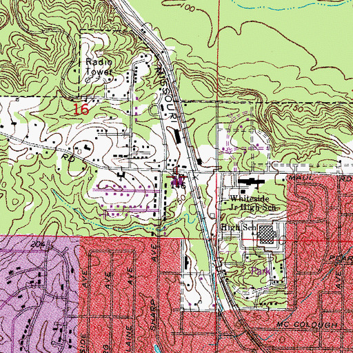 Topographic Map of First Assembly of God Church, AR