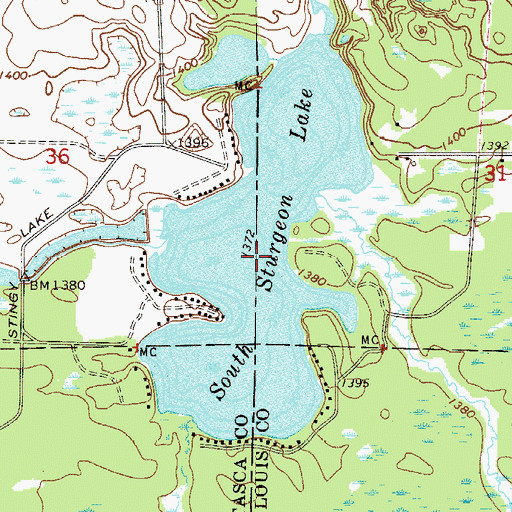 Topographic Map of South Sturgeon Lake, MN