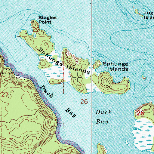 Topographic Map of Sphunge Islands, MN