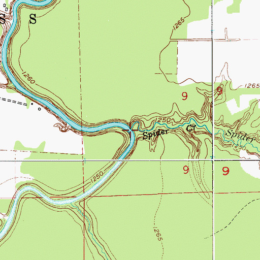 Topographic Map of Spider Creek, MN