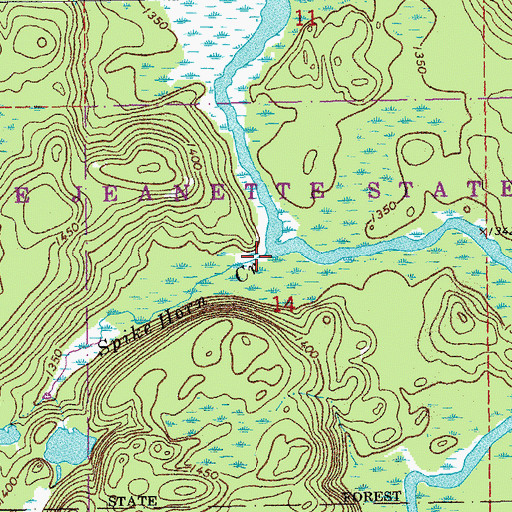 Topographic Map of Spike Horn Creek, MN
