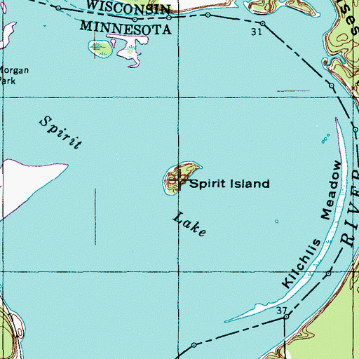 Topographic Map of Spirit Island, MN
