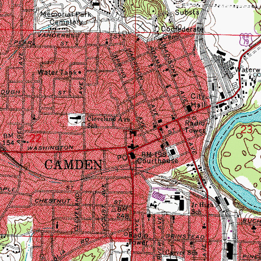 Topographic Map of First Presbyterian Church, AR