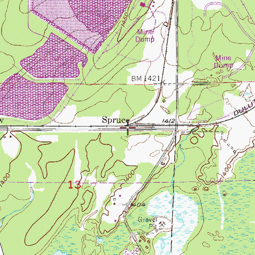 Topographic Map of Spruce, MN