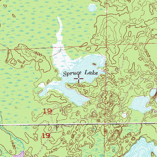 Topographic Map of Spruce Lake, MN