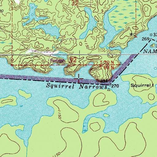 Topographic Map of Squirrel Narrows, MN