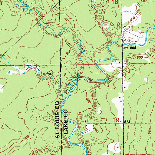Topographic Map of Stanley Creek, MN