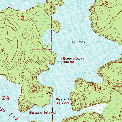 Topographic Map of Steamboat Island, MN