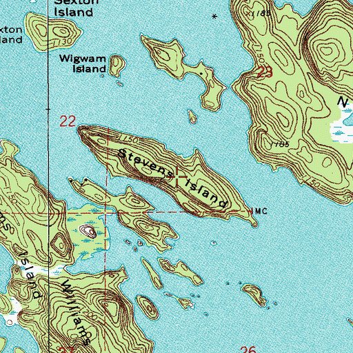 Topographic Map of Stevens Island, MN