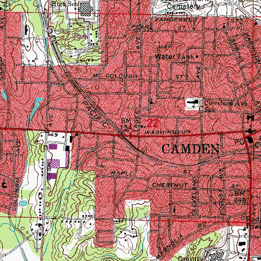 Topographic Map of McCollum-Chidester House Museum, AR