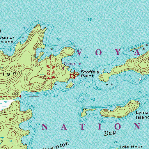 Topographic Map of Stoffels Point, MN