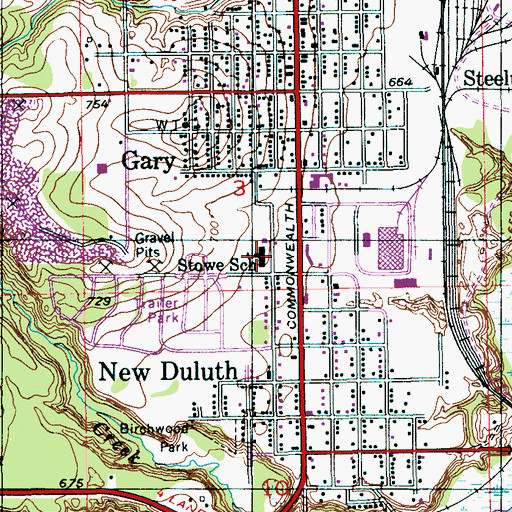 Topographic Map of Stowe School, MN