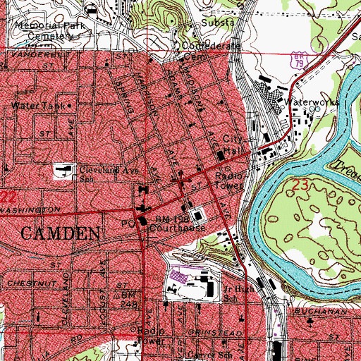 Topographic Map of Saint Johns Episcopal Church, AR
