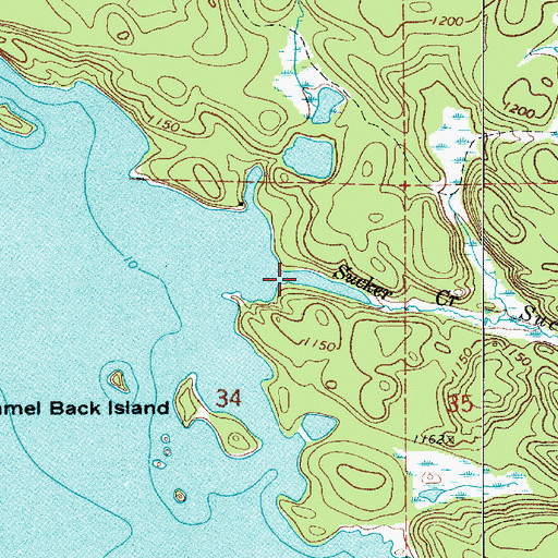 Topographic Map of Sucker Creek, MN