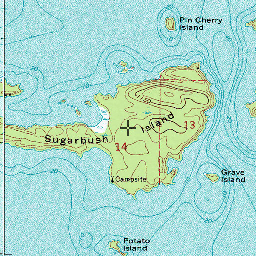 Topographic Map of Sugarbush Island, MN