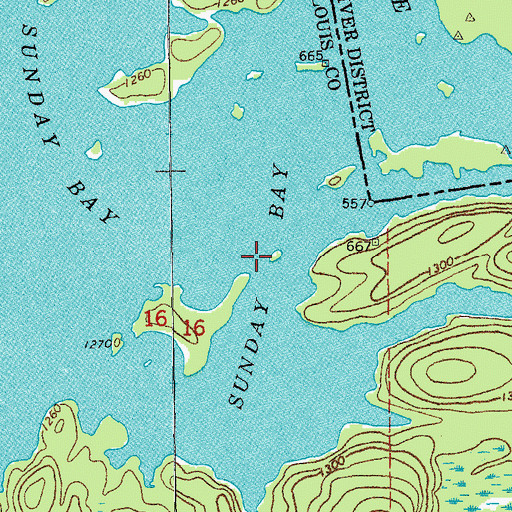 Topographic Map of Sunday Bay, MN