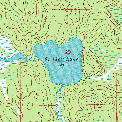 Topographic Map of Sunday Lake, MN