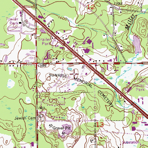 Topographic Map of Sunrise Memorial Cemetery, MN