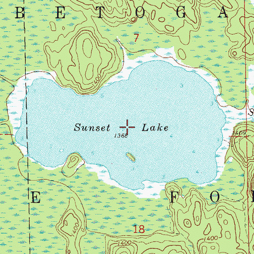 Topographic Map of Sunset Lake, MN