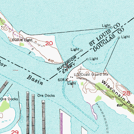Topographic Map of Superior Entry Channel, MN