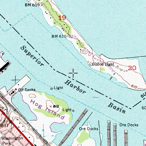 Topographic Map of Superior Harbor Basin, MN