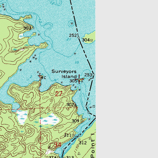 Topographic Map of Surveyors Island, MN