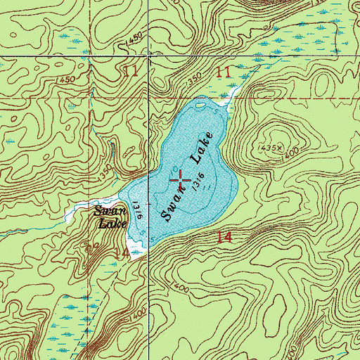 Topographic Map of Swan Lake, MN