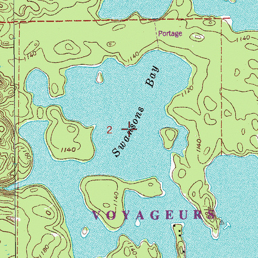 Topographic Map of Swansons Bay, MN