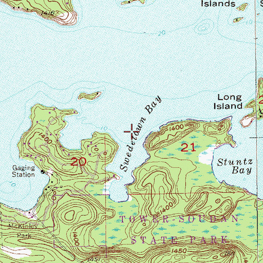 Topographic Map of Swedetown Bay, MN
