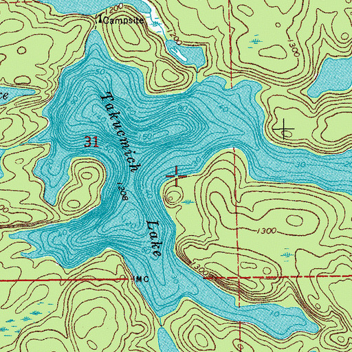 Topographic Map of Takucmich Lake, MN