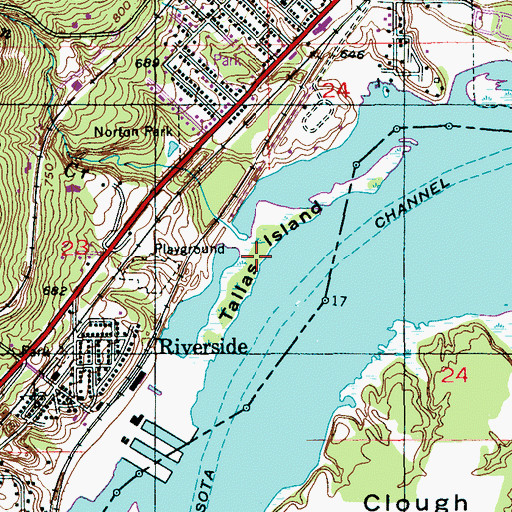 Topographic Map of Tallas Island, MN