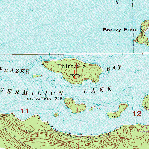Topographic Map of Thirtysix Island, MN