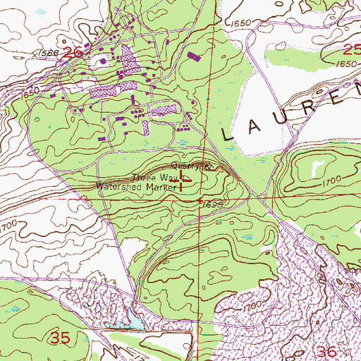 Topographic Map of Three Way Watershed Marker, MN