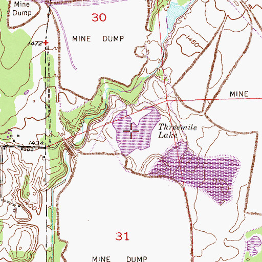 Topographic Map of Threemile Lake, MN