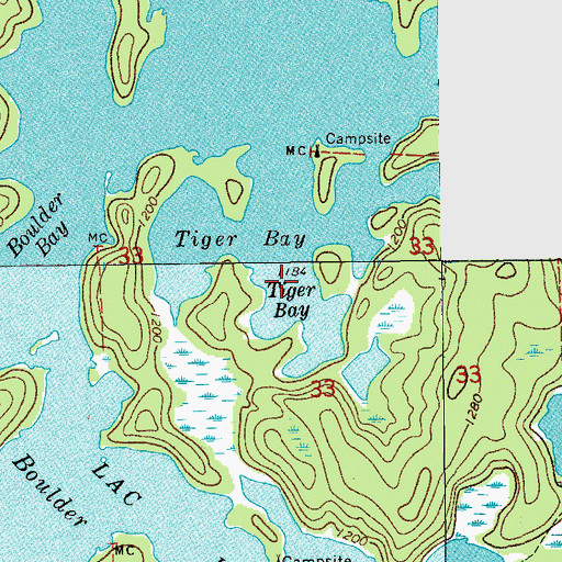 Topographic Map of Tiger Bay, MN
