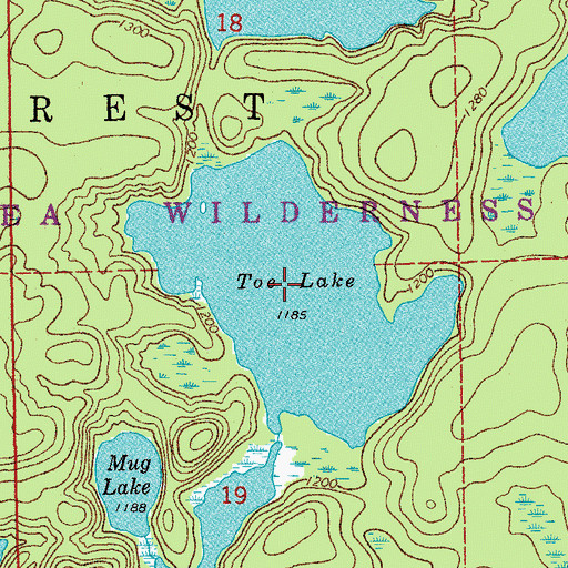 Topographic Map of Toe Lake, MN