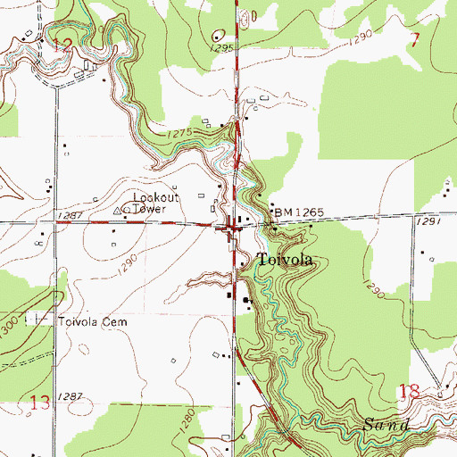 Topographic Map of Toivola, MN