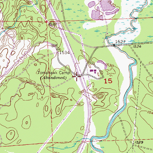 Topographic Map of Tomahawk Camp, MN