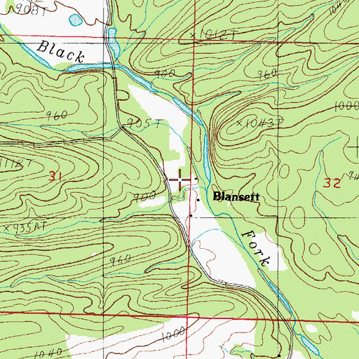 Topographic Map of Blansett School (historical), AR