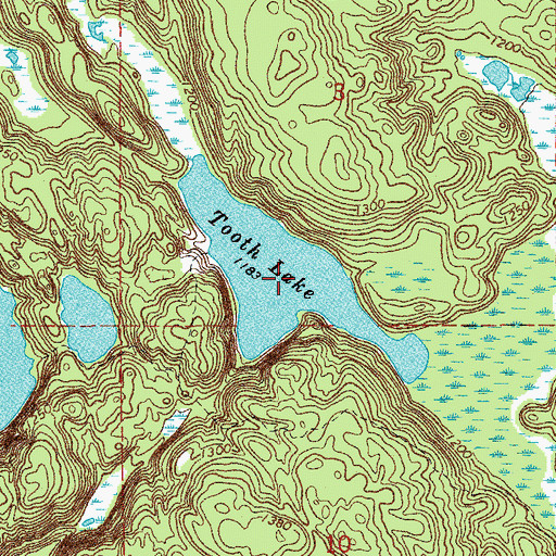 Topographic Map of Tooth Lake, MN