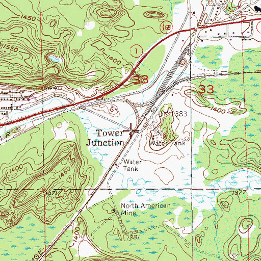 Topographic Map of Tower Junction, MN