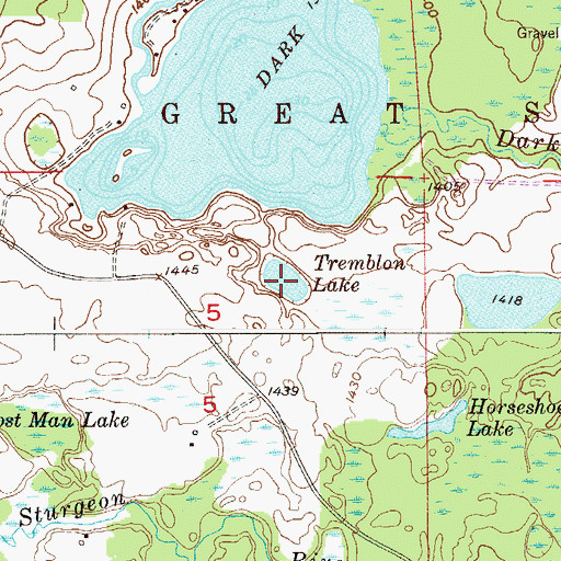 Topographic Map of Tremblon Lake, MN