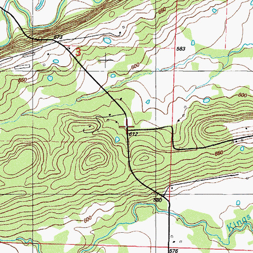 Topographic Map of Bluff Ridge (historical), AR
